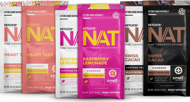 3 Flavors of Keto OS Nat Packets Sachets - Heart Tart - Raspberry Lemonade - Swiss Cacao