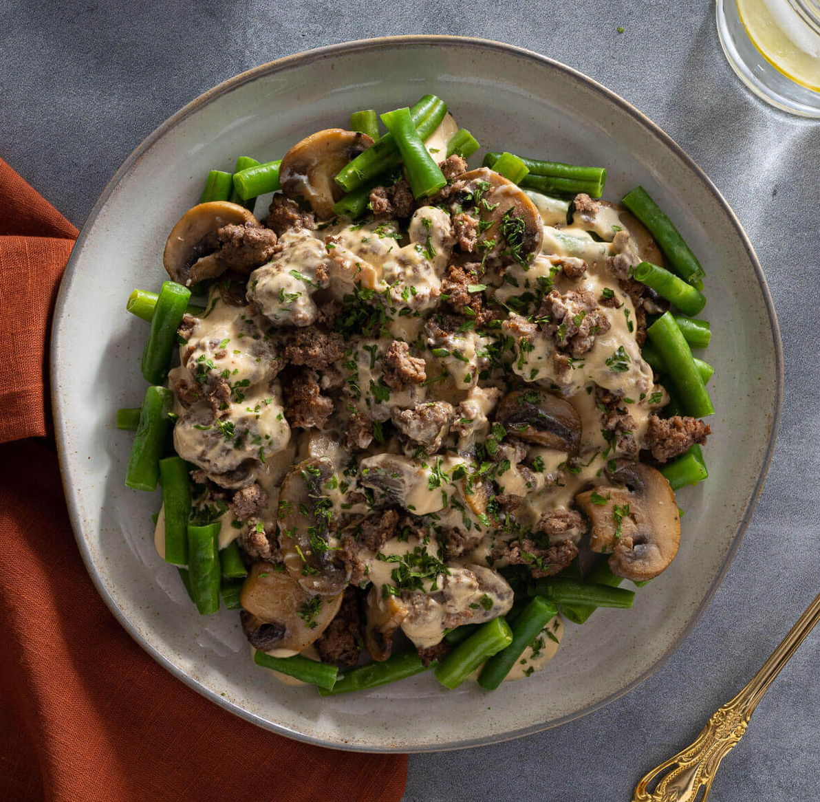 Beef Stroganoff with Green Beans - Pruvit Meal Delivery